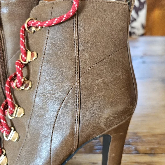 Gianni Bini Tondria Lace Up Platform Heeled Boot Graham Cracker Size 7.5 - Picture 15 of 16